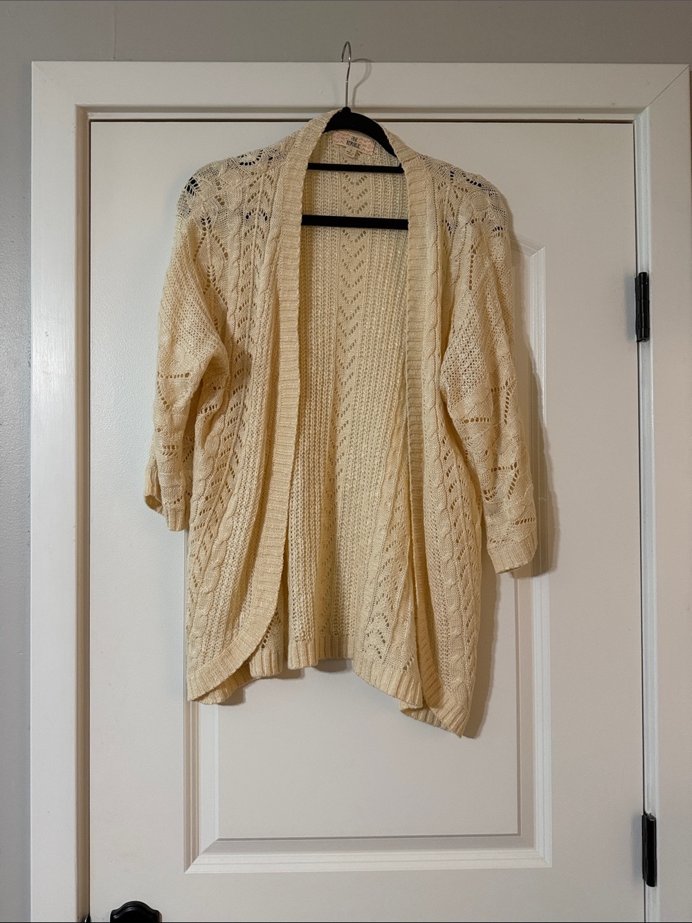 Pink Republic Cream Open-Front Knit Cardigan